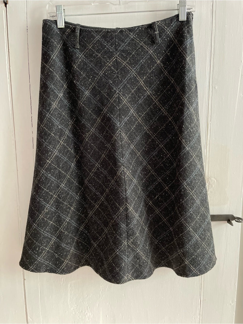 Fenn Wright Manson Wool Blend Black Checkered A-Line Skirt Size 6